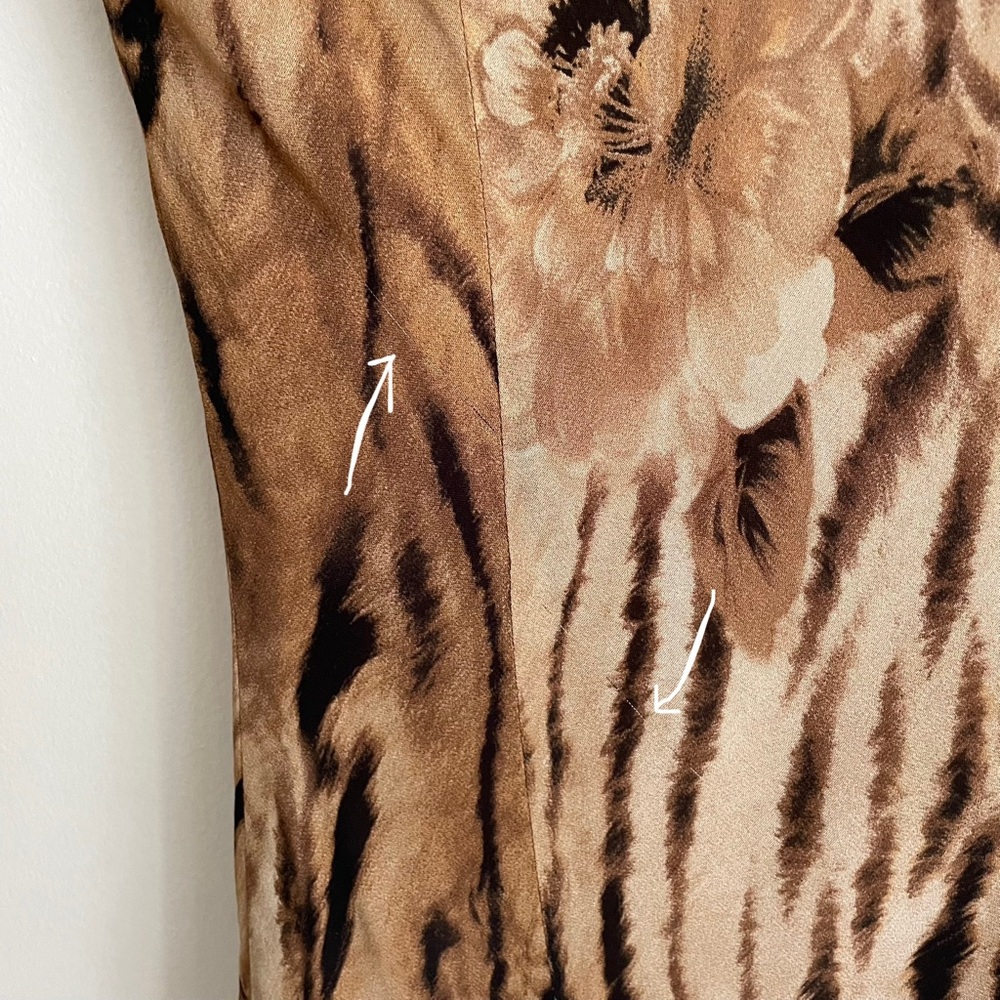 O. Suzanne Y2K Tiger Stripe Print Lace Up Long Midi Slip Dress - Picture 6 of 8